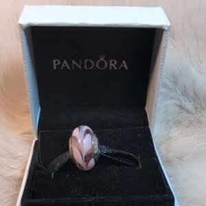 Pandora Pink and White Charm Bead